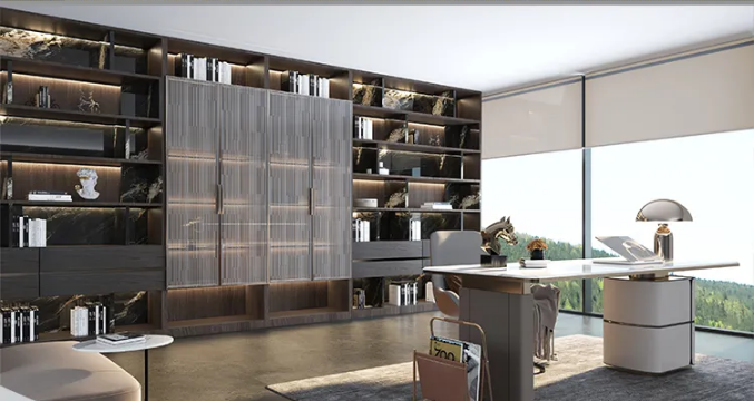 南宫28岩板与书柜装修效果图